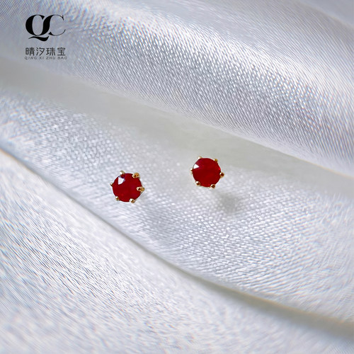 精致养耳神器经典六爪红宝石耳钉