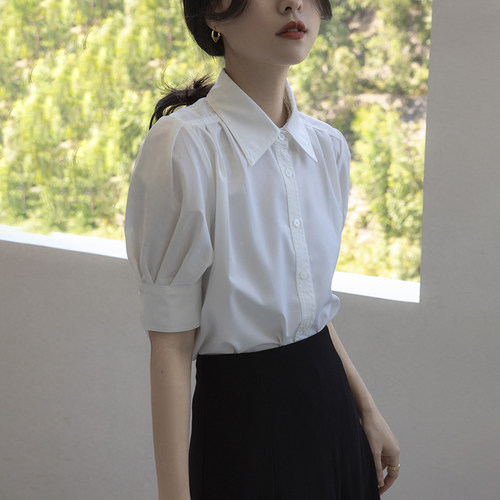 法式气质白色衬衫女夏季