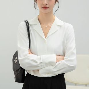 白色衬衫女设计感小众2026秋季新款长袖面试穿搭上衣通勤职业衬衣