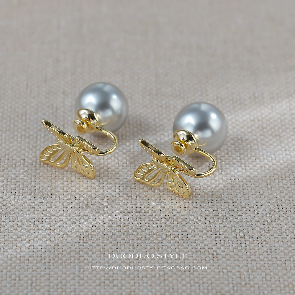 个性设计感蝴蝶珍珠前后款耳环女无耳洞蚊香盘硅胶耳夹气质时尚饰,饰品/流行首饰/时尚饰品新,耳夹,淘宝优惠券,粉丝福利购,淘宝优惠卷