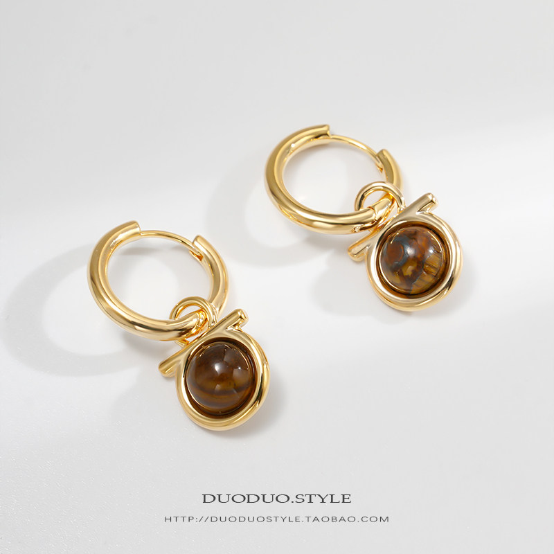 秋冬款美拉德风几何圆圈月光石耳坠气质复古耳环女可拆卸耳扣耳钉,饰品/流行首饰/时尚饰品新,耳夹,淘宝优惠券,粉丝福利购,淘宝优惠卷