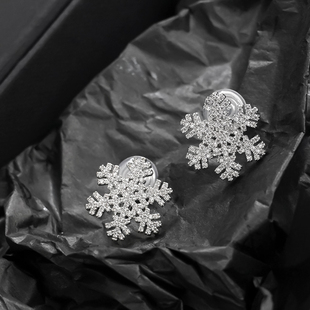 輕奢高級感超閃雪花鋯石精致耳環(huán)女時尚 氣質(zhì)耳飾無耳洞蚊香盤耳夾