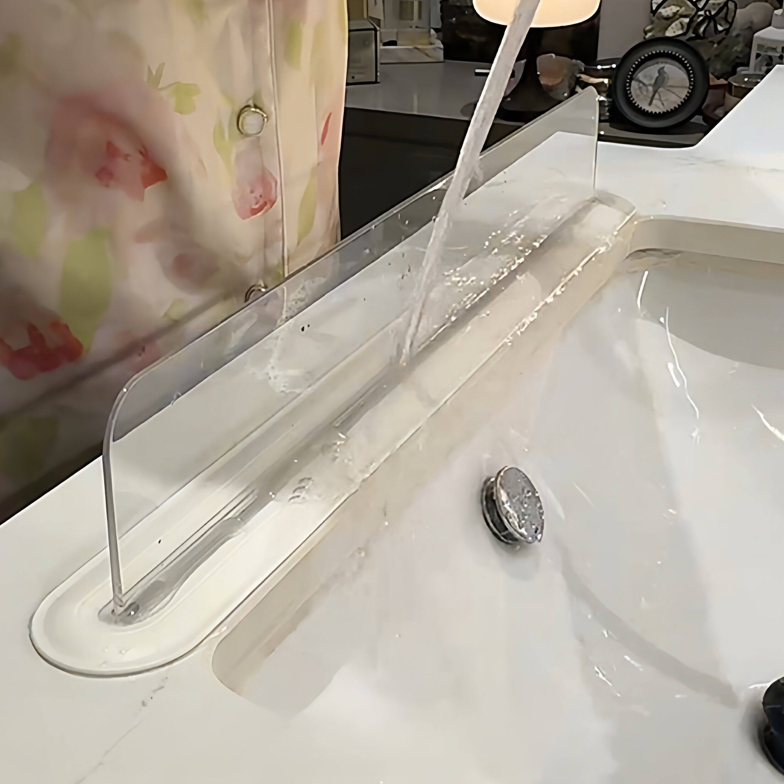 硅胶吸盘挡水条透明水槽挡水板防溅水家用厨房卫生间洗漱台洗手池