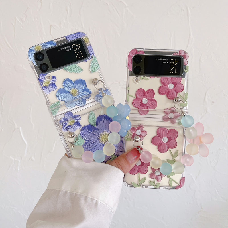 适用三星zflip345硬壳花朵