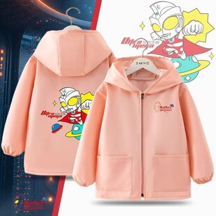 正版冬季奥特曼罩衣女童秋冬季正穿防脏外穿男童防水羽绒服围裙