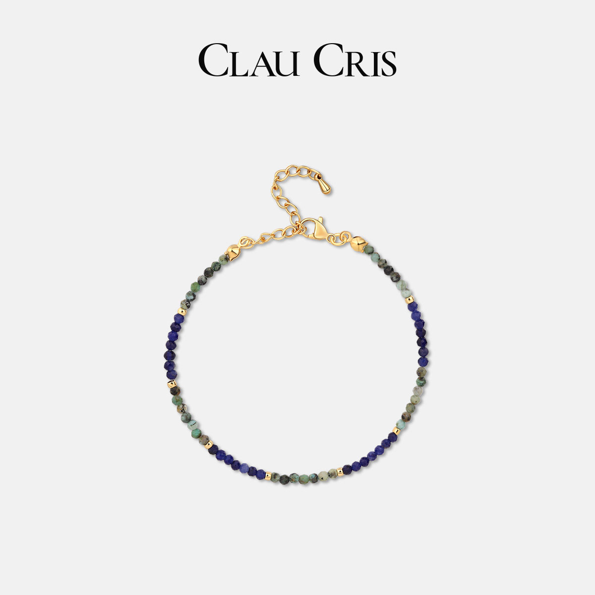 ClauCris法式小众雾林复古文艺绿松石青金石手工串珠简约气质手链