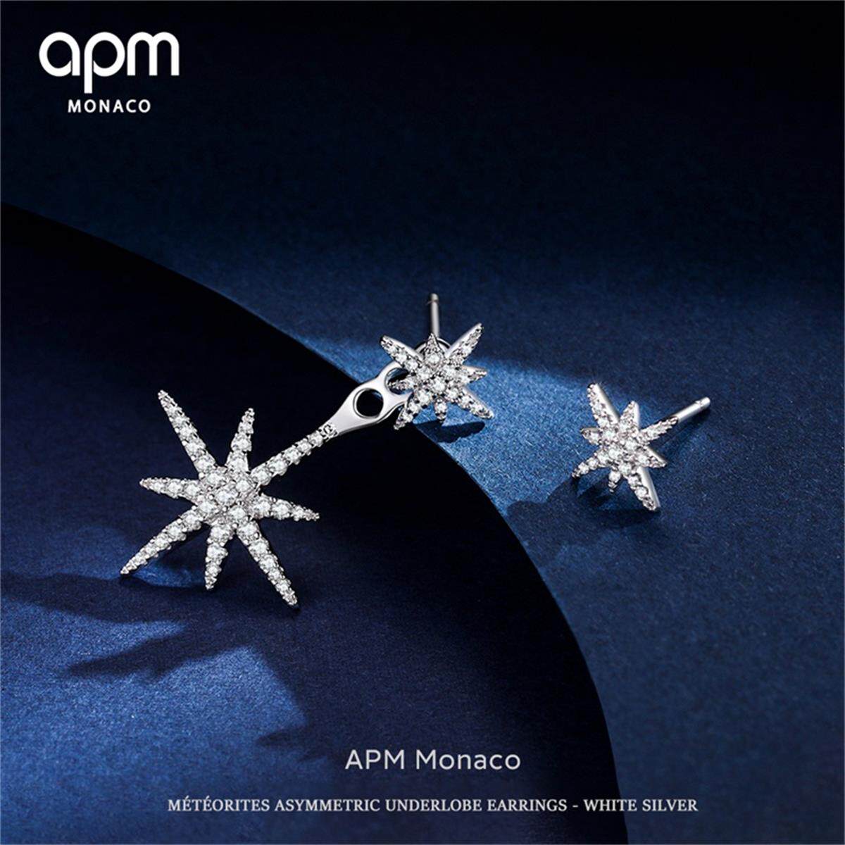 apm monaco耳钉不对称六芒星耳环925纯银轻奢小众耳饰女ae10596ox