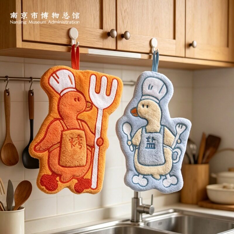 南京博物馆文创南京美食盐水鸭烤鸭擦手巾餐桌厨房吸水加厚创意礼