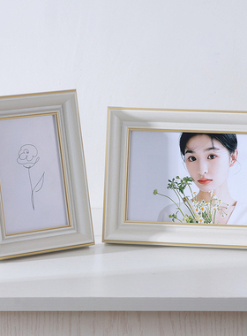 洗照片做成相框摆台摆件6寸7寸8寸定制木质简约相片装裱画框挂墙