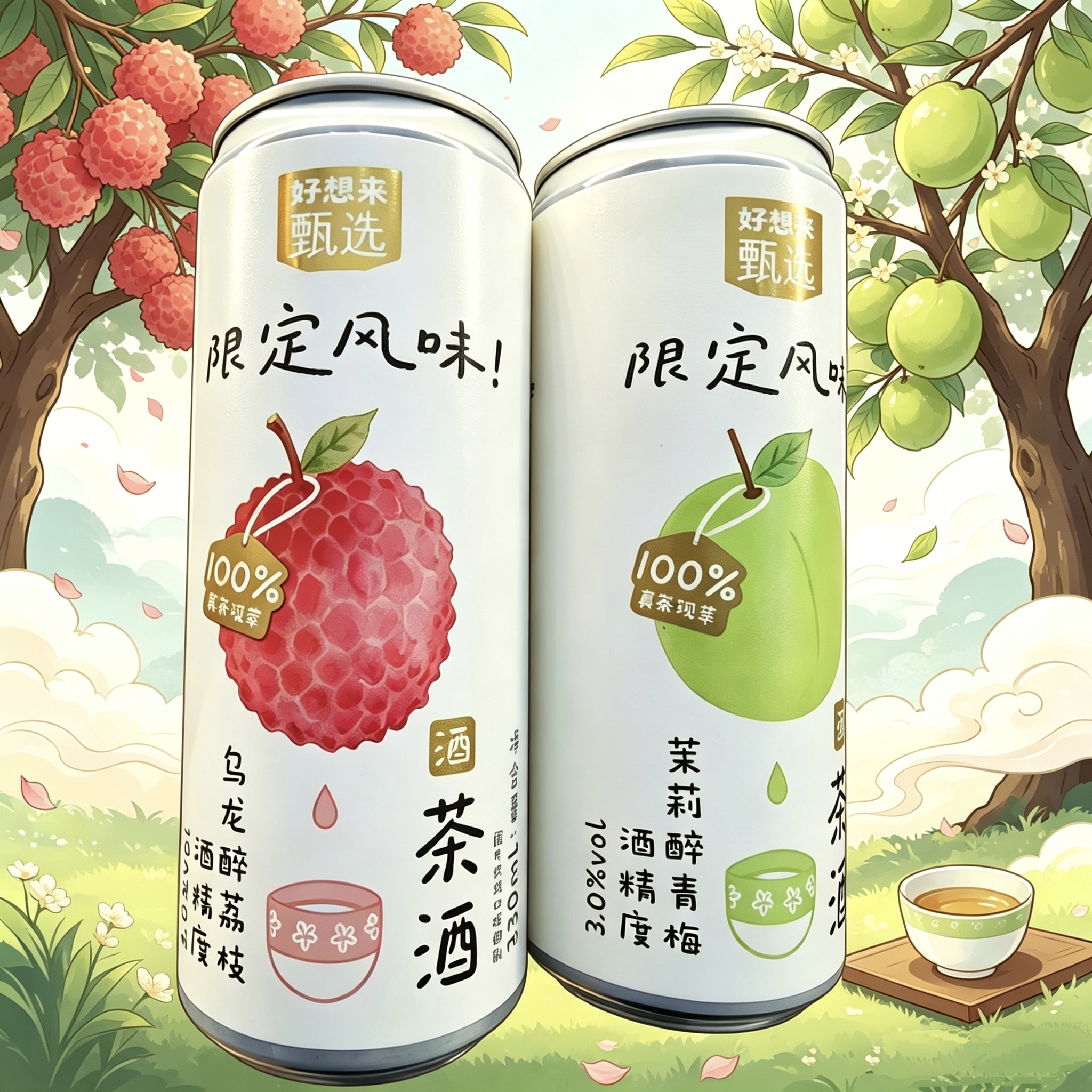 【限定新品】茶酒乌龙醉荔枝茉莉青梅风味啤酒330ml罐装现萃