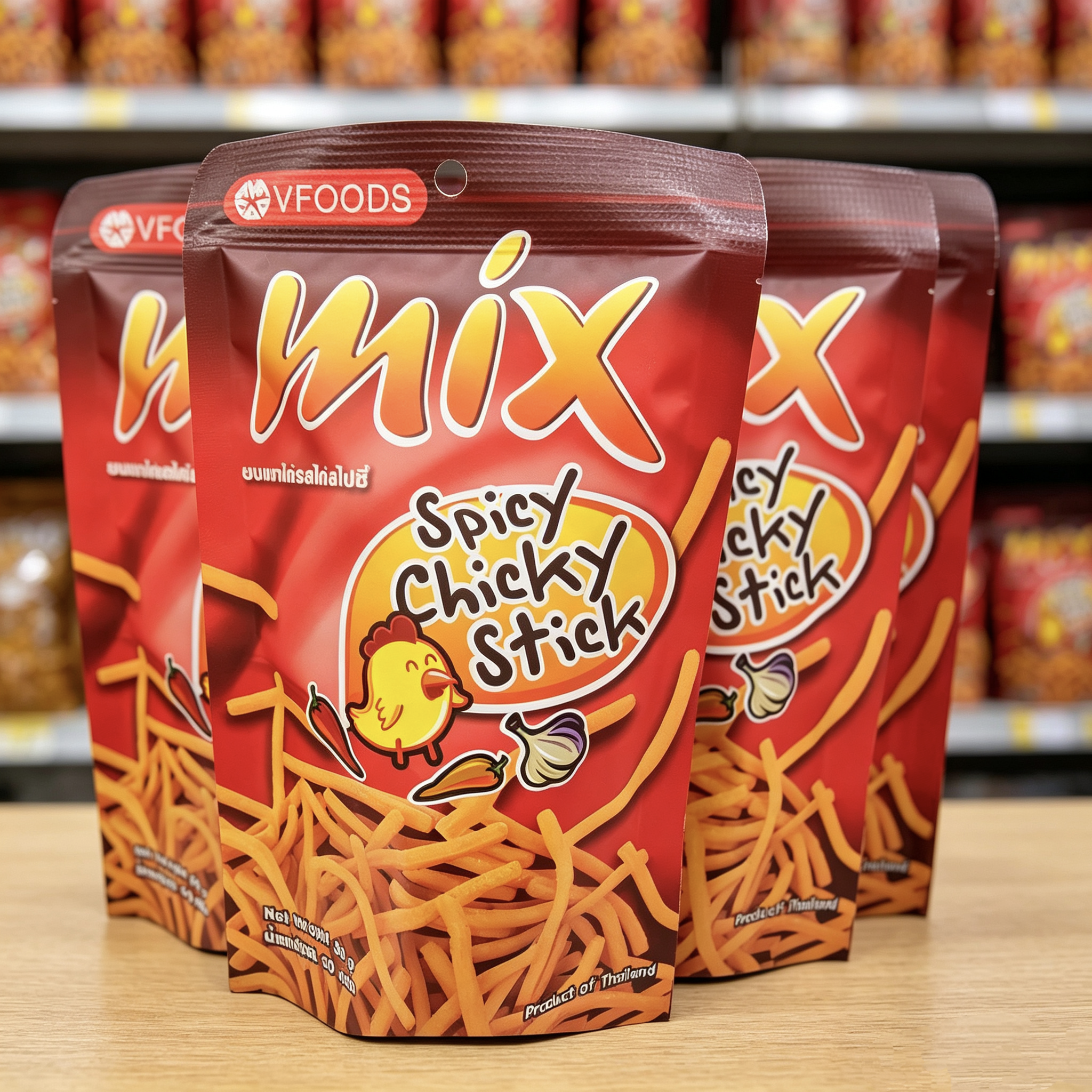VFOODS MIX灿如繁星同款脆脆条香辣鸡汁味虾条膨化休闲零食品袋装