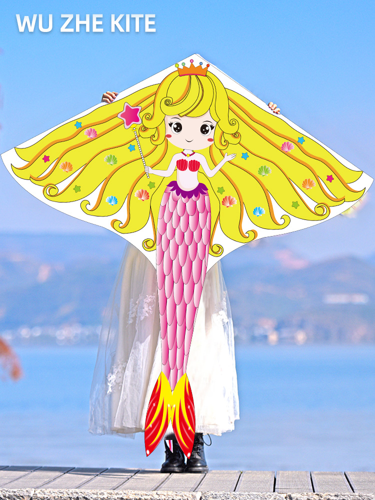 New mermaid kite Children breeze easy fly Weifang cartoon kite Adult special kite large high-grade