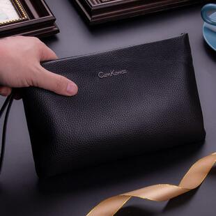 男士真皮手拿包头层牛皮手拎包男款大容量手抓包休闲软牛皮夹包潮