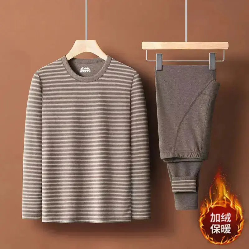 冬季新款男士保暖内衣套装加绒加厚保暖衣男款打底秋衣秋裤棉毛衫