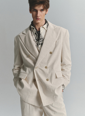SageSalt 早秋限定系列 白色灯芯绒双排扣戗驳领男女西装 6028WT
