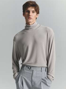 SageSalt 早秋限定系列 天使羊毛混纺高领打底衫 浅蓝灰色4010LG