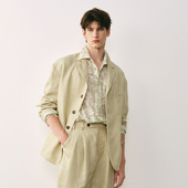 「春夏新品 6040GN 领口多形态 」SageSalt 浅草绿色亚麻休闲西装
