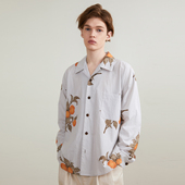 「尾码 1014AP 古巴领纯棉色织 专享」SageSalt苹果印花长袖 衬衫