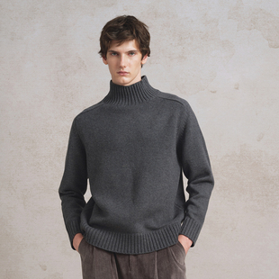 SageSalt 美利奴羊毛7019DG 深灰色羊毛高领套头毛衣