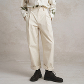 SageSalt本白色木棉混纺单褶男女长裤 轻盈柔滑3031OW