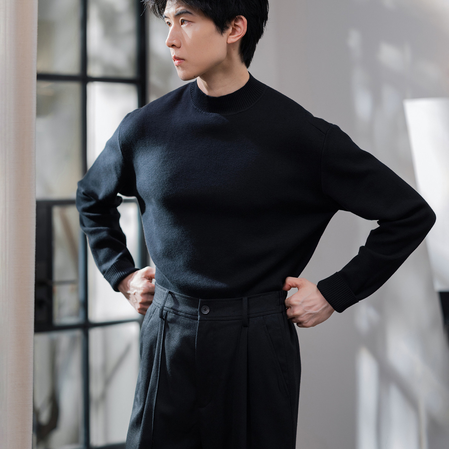「秋冬新品」SageSalt羊绒有机棉混纺半高领针织衫 轻柔机洗毛衣