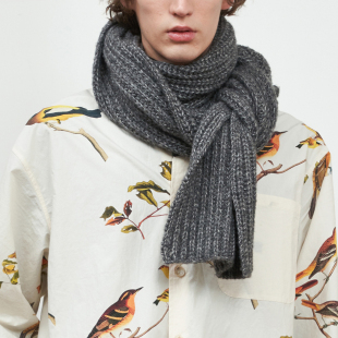 新年礼物 AC007DG SageSalt烟熏灰色针织围巾羊毛混纺百搭舒适亲