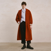 温暖御寒 「25新春」SageSalt 柿红圈圈毛长大衣澳毛 9019OR