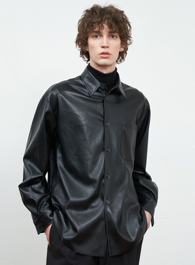 SSalt新春系列 真蛋白PU皮衬衫细腻触感柔软轻肤仿绵羊皮1015BK