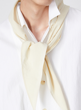 SageSalt秋冬黄色三角领巾单层棉质文艺褶皱柔软 AC005