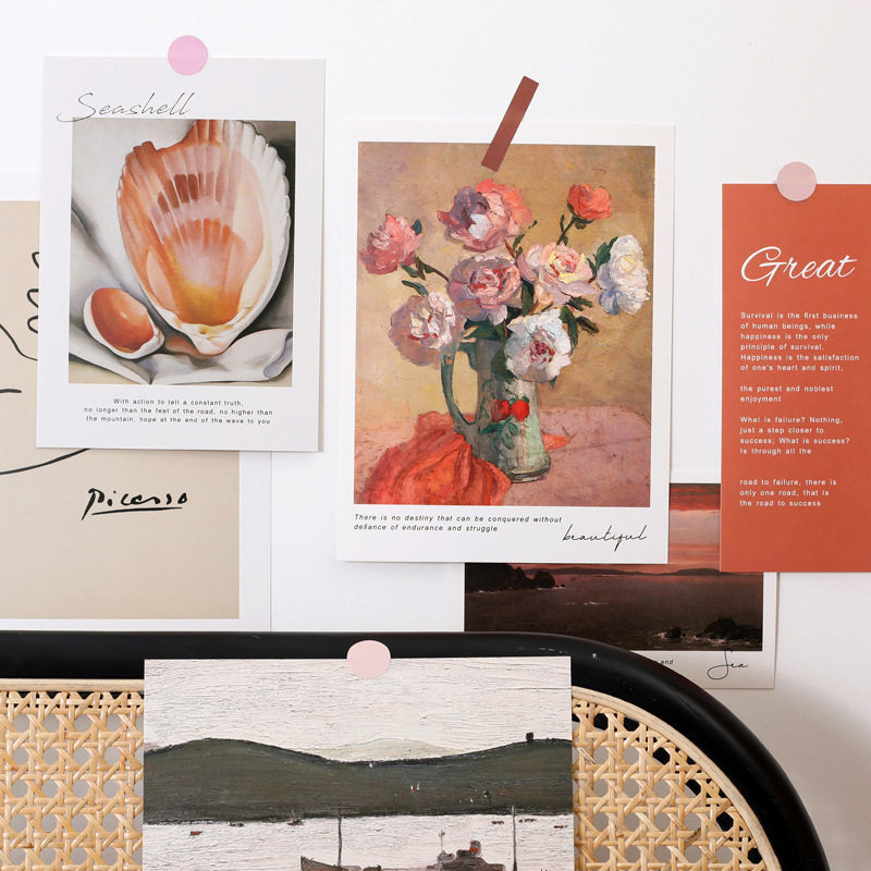 复古世界名画系列贴画海报房间装饰卧室宿舍寝室墙面背景照片墙