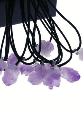 紫水晶原石随形项链吊坠不规则个性饰品女