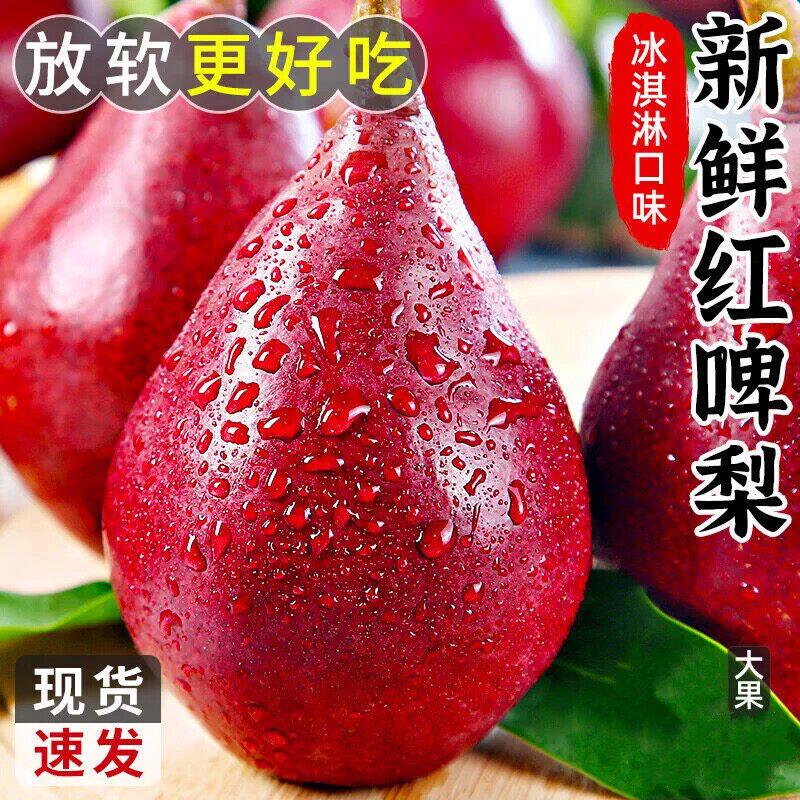 正宗红啤梨新鲜现摘啤酒梨9斤包邮香软糯甜红宝石梨红皮梨包邮