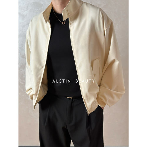 AUSTINBEAUTY【26春季上新】羊毛醋酸混纺哈灵顿夹克