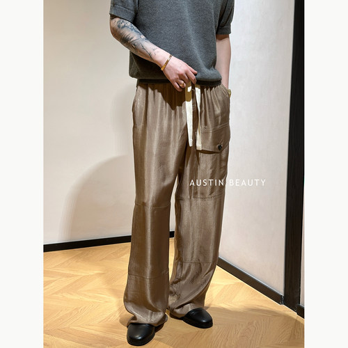 AUSTINBEAUTY【100%醋酸】男士定织定染宽松透气薄款醋酸夏季长裤
