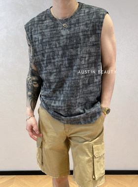 AUSTINBEAUTY【烟屿条纹】夏季复古横条无袖透气坎肩背心休闲百搭
