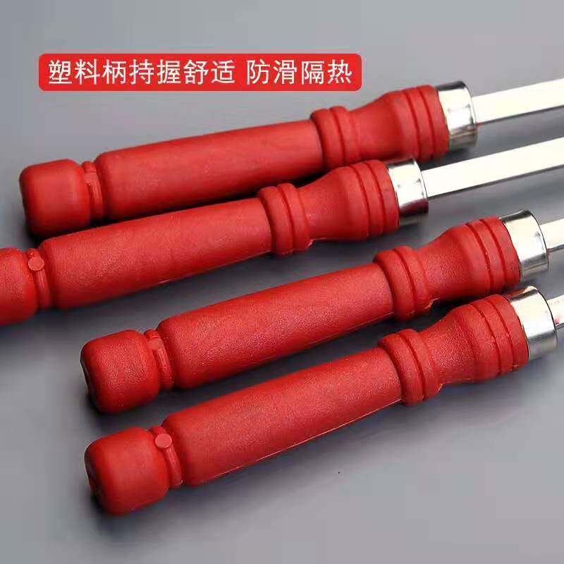 不锈钢高光塑料手柄扁签圆签羊肉串烤肉工具烤炉铁扁签配件烧烤针