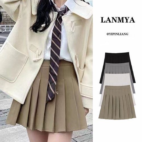 白色百褶半身裙2025新款春夏高腰小个子有内衬jk学院西装a字短裙