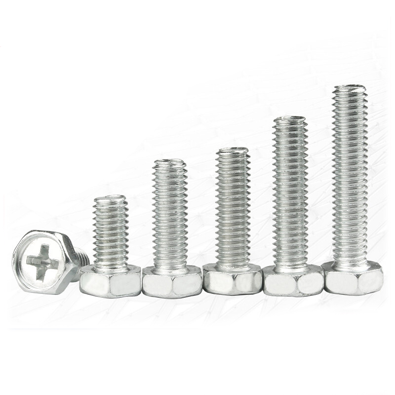 M4M5M6镀锌十字凹槽外六角螺栓GB29.2凹穴六角头螺钉*6x10x25x40