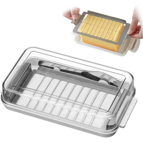 Butter Storage Box 2-in-1 Butter Dish with Clear Lid and Cut