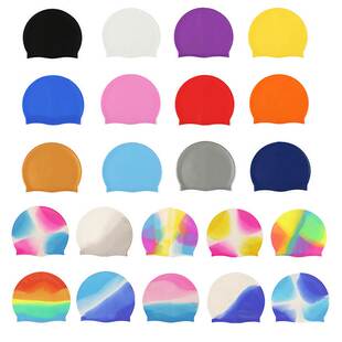 men women Silicone Swimming cap 新款单色硅胶泳帽黑蓝白银粉