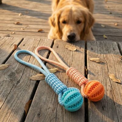 1-Pack Dog Puzzle Toy with Rope Handle - 18×5cm Treat Dispe