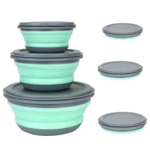 3pcs/set Silicone Folding Lunch Box With Lid Portable Picnic