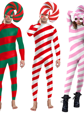 Color Cosplayer Candy Cane Jumpsuit Stripe Cosplay Costume