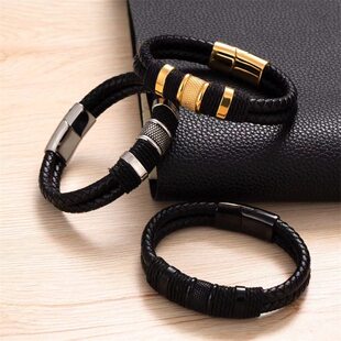 punk bracelet woven leather with ropes欧美男潮流手链 men