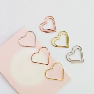 50Pcs/pack Hearts Metal Clips Mini Papers Binder Clip Bookma