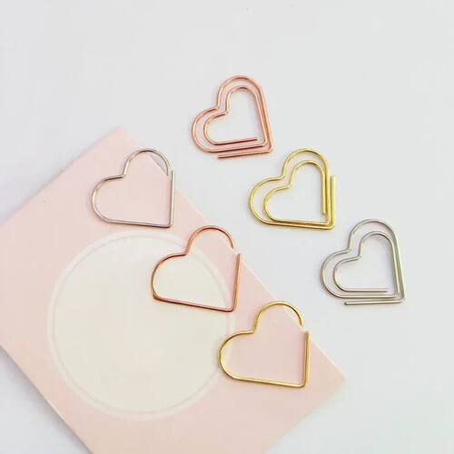 50Pcs/pack Hearts Metal Clips Mini Papers Binder Clip Bookma
