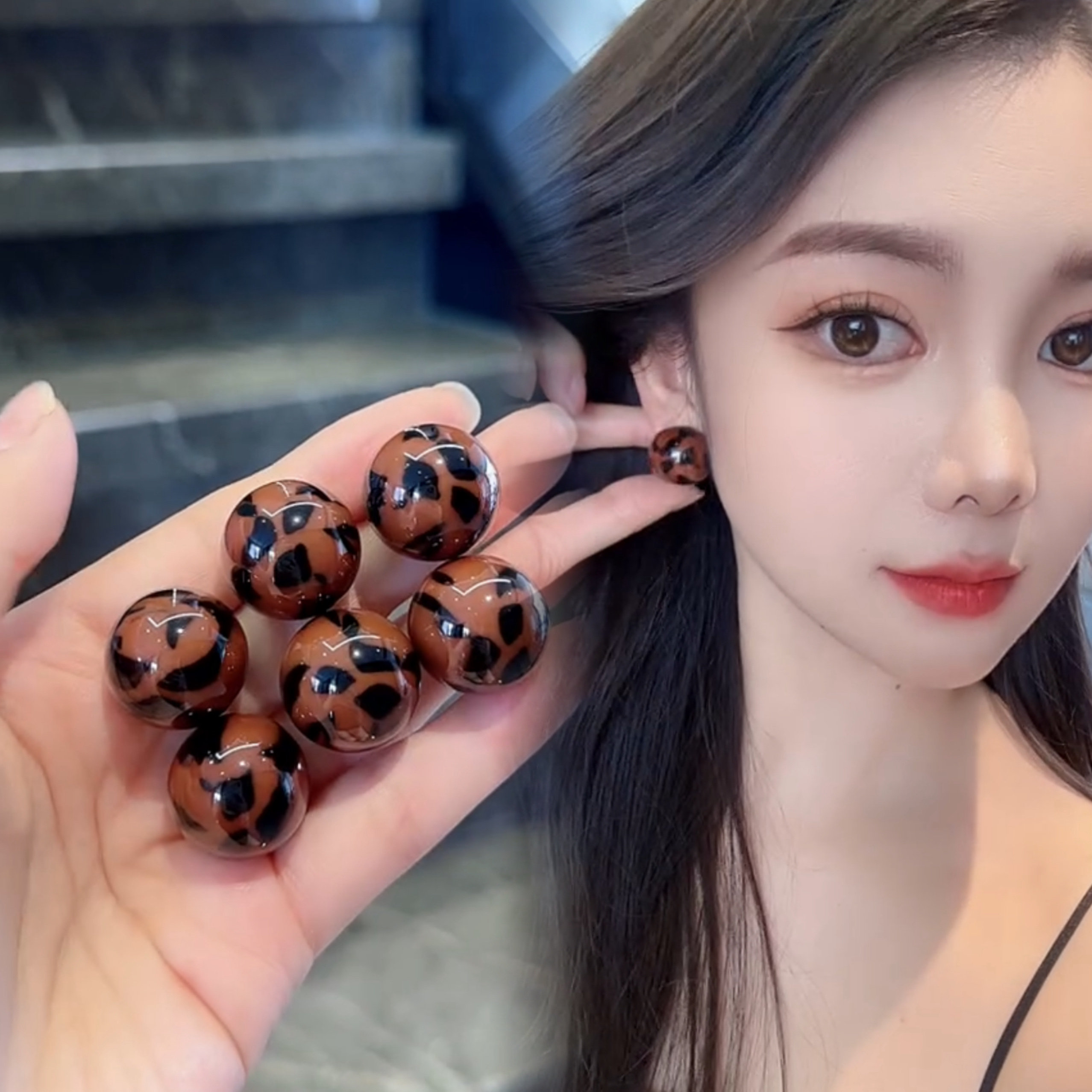 法式复古咖色豹纹耳钉新款爆款气质耳环轻奢高级感小众独特耳饰,饰品/流行首饰/时尚饰品新,耳钉,淘宝优惠券,粉丝福利购,淘宝优惠卷