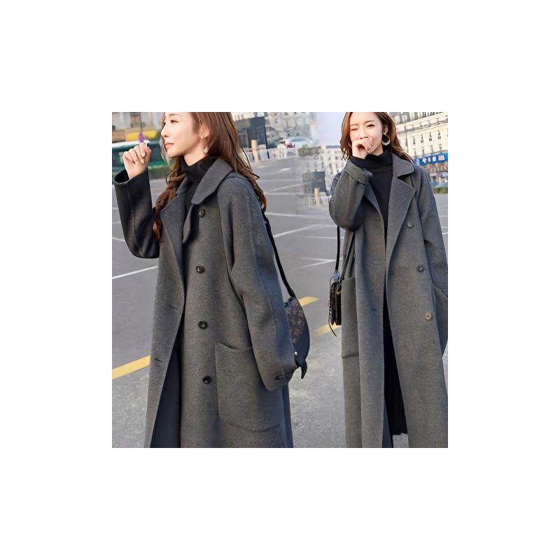 毛呢外套女中长款韩版秋冬新款赫本流行长款过膝灰色加棉呢子大衣,女装/女士精品,时尚套装,淘宝优惠券,粉丝福利购,淘宝优惠卷
