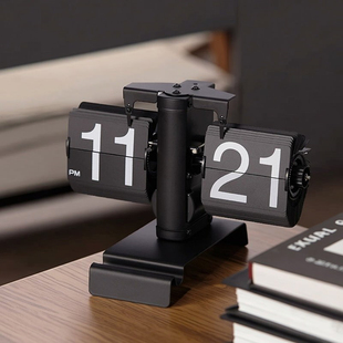 创意自动机械翻页时钟桌面家用时钟客厅玄关翻页钟装饰座钟送男友