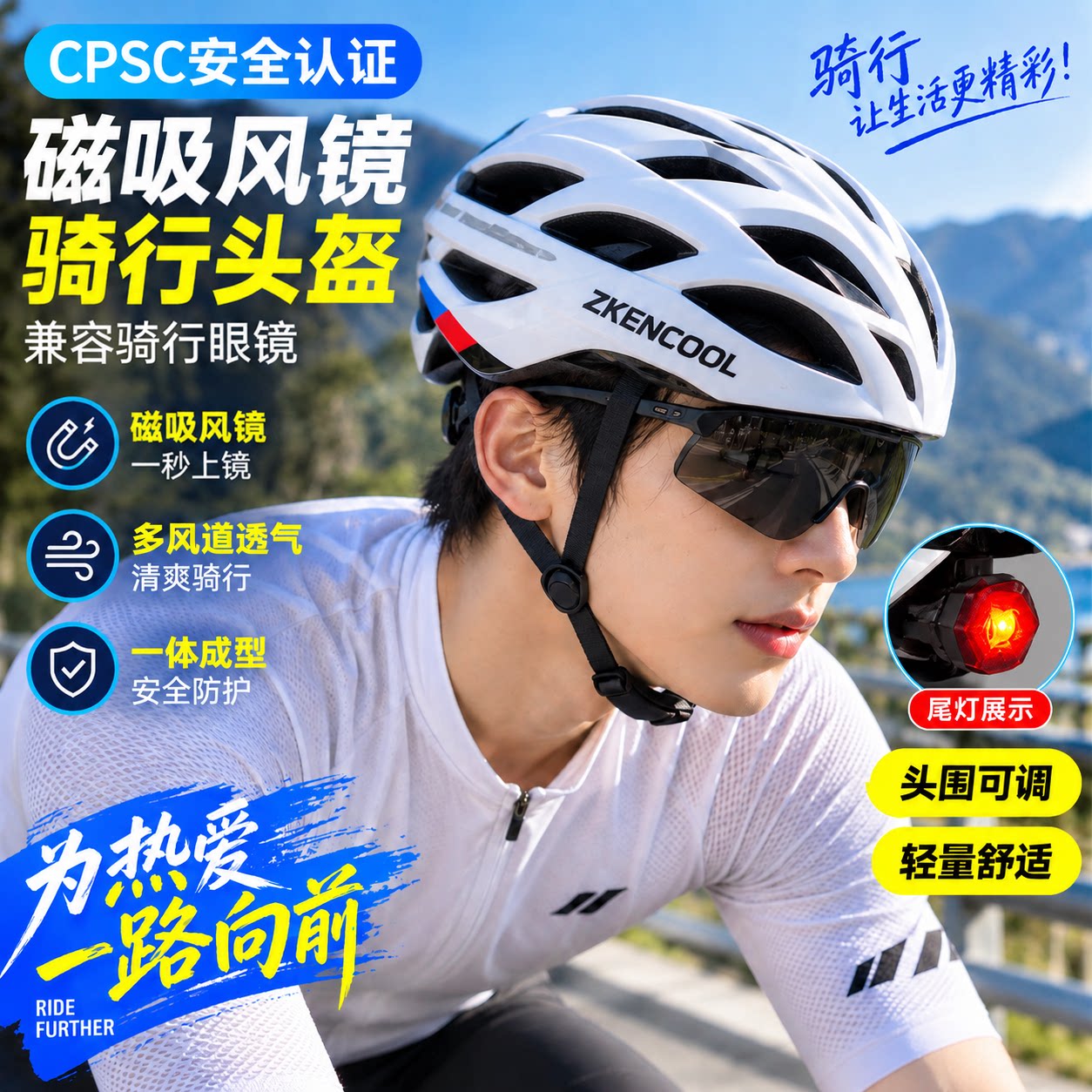 迪卡侬自行车高端头盔碳纤维通风MIPS防护公路竞技装备配件通用